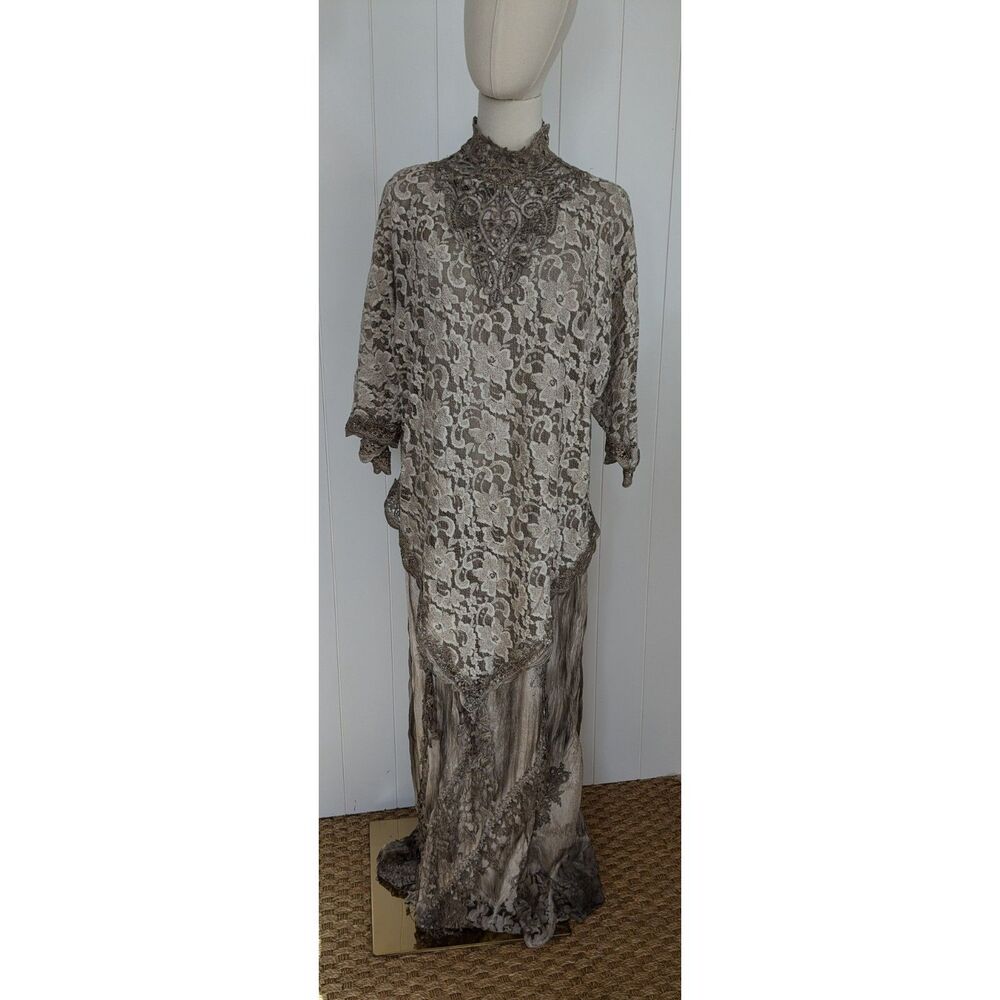 Vintage Pat Dahnke 2 Piece Lace Set - Boho Western Wedding Wear - Cognac - M